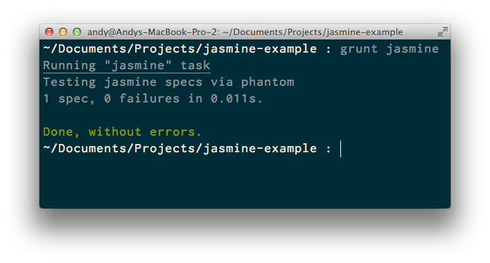 Jasmine command line output